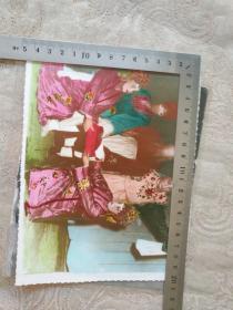 老照片《戏曲人物合影剧照(手工上色)》长20厘