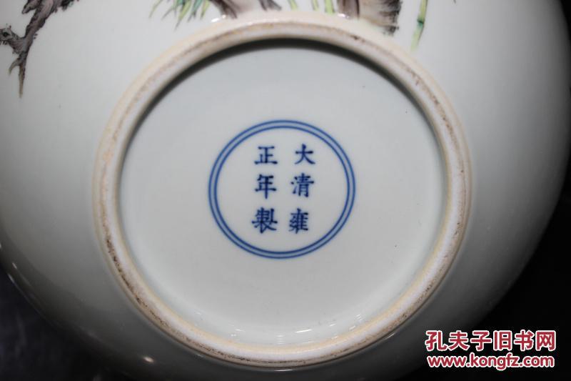 清雍正官窑粉彩喜上眉梢花鸟纹天球瓶38*26