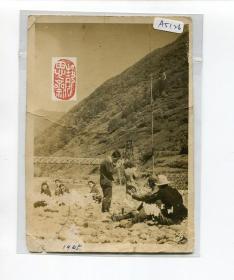 1945年某铁路桥梁施工老照片一张