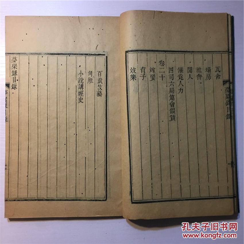 【图】【铁牍精舍】【杭州文献】光绪钱塘丁氏万卷楼刊《梦梁录》二十卷四册存首册五卷,宋吴自牧著。这是一本介绍南宋都城临安城市风貌的著作。该书成书年代,据自序有“时异事殊”,“缅怀往事,殆犹梦也”之语_网上拍卖信息_孔夫子拍卖网