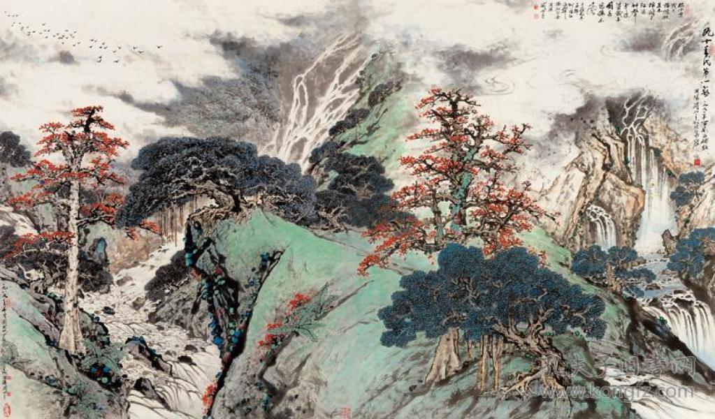 近现代 关山月 九十年代第一春 100x170cm 纸本 国画宣纸绢布艺术微喷