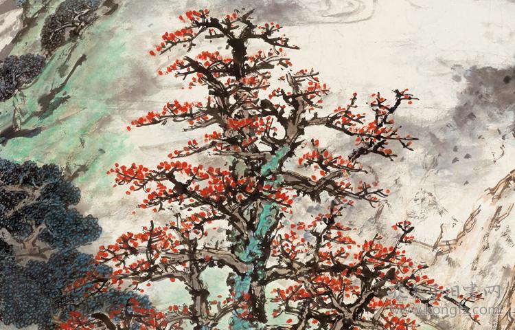 近现代 关山月 九十年代第一春 100x170cm 纸本 国画宣纸绢布艺术微喷