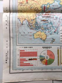 通大地图》单面一张 彩色大地图 1933年九州日