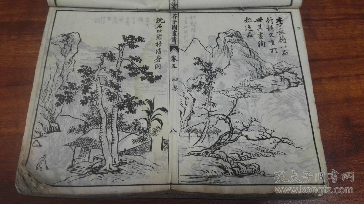清代 白纸 石印 草装 《芥子园画谱·芥子园画传》 一