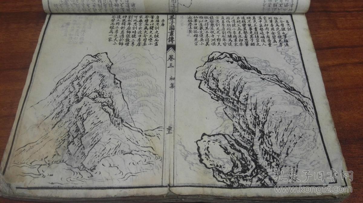 清代 白纸 石印 草装 《芥子园画谱·芥子园画传》 一