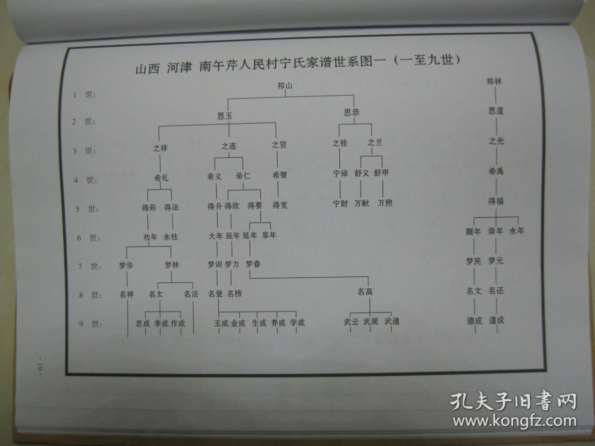 宁氏家谱山西省河津市南午芹人民村一带辈字邦思之希得年梦名成再稳禄