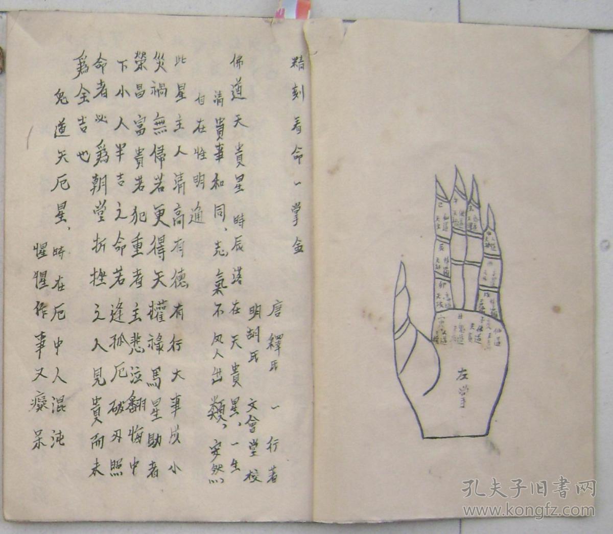 手抄:精刻看命一掌金 18页36面