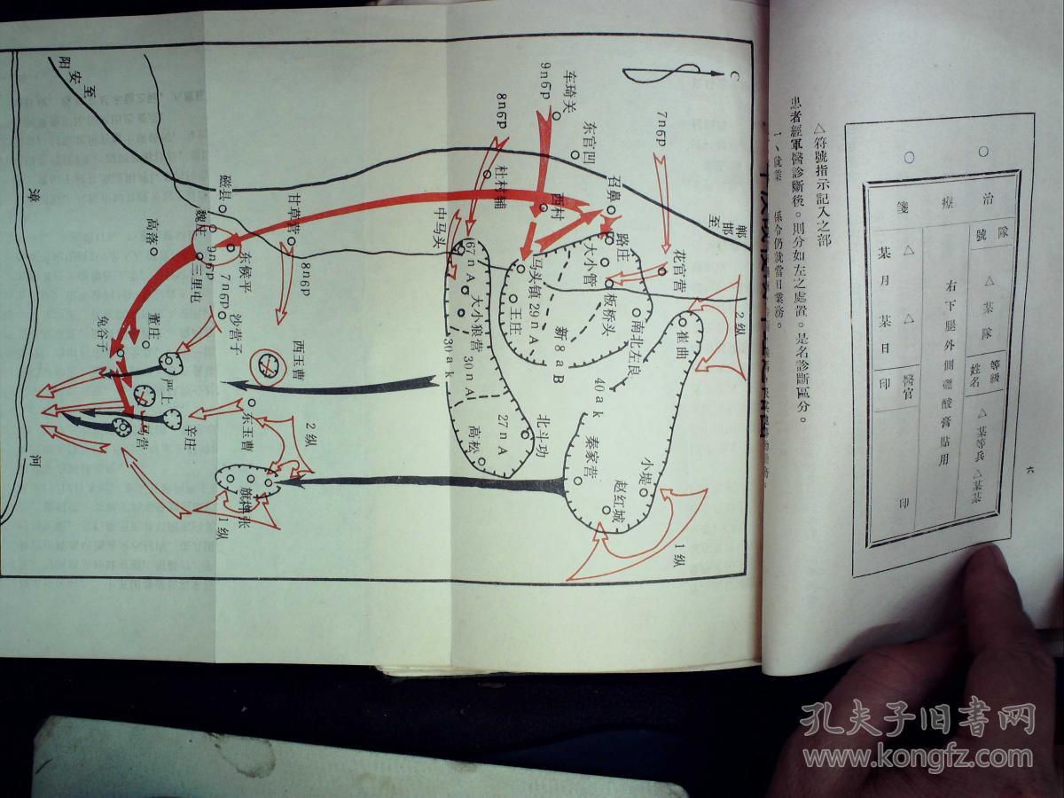 纵队军队内部卫生医学书籍,软精装一册,10多幅精美双色套印作战示意图