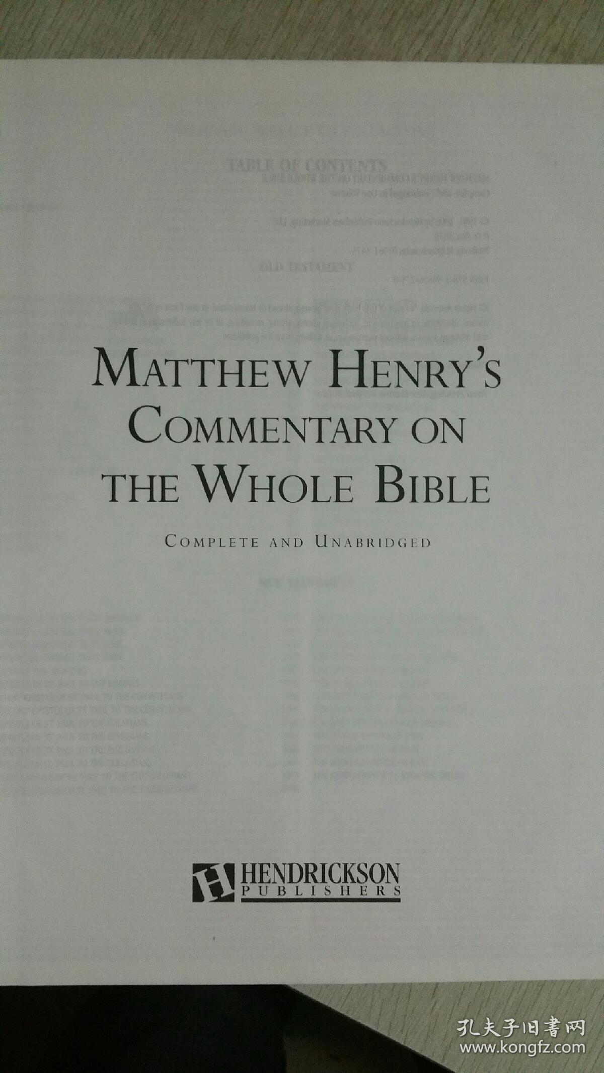 matthew henry"s commentary on the whole bible ,马修亨利评全体