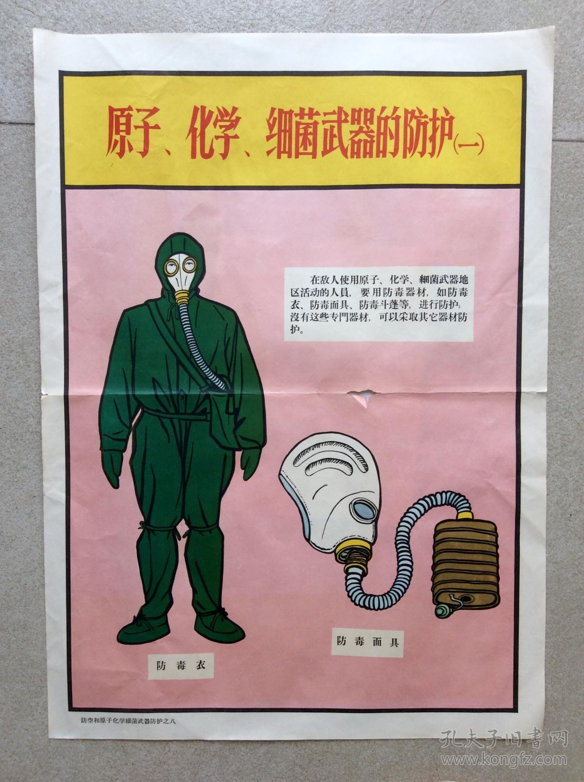 防空和原子化学细菌武器防护挂图1965年4开16张品相自辩