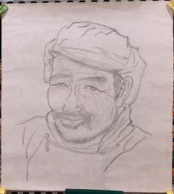 【王世一】素描人物画原稿,11,尺寸40*35厘米