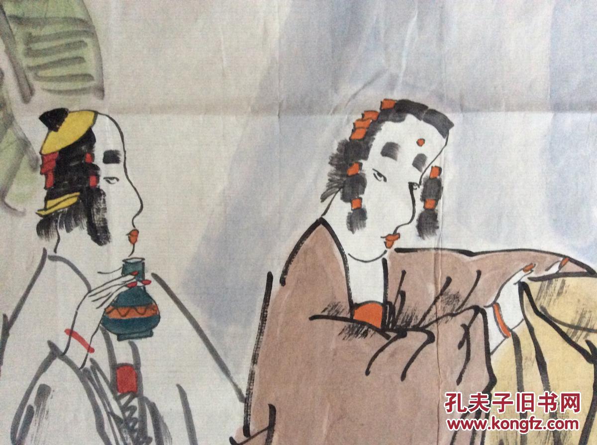 著名画家唐勇力人物画原稿,中国工笔人物画家领军人物