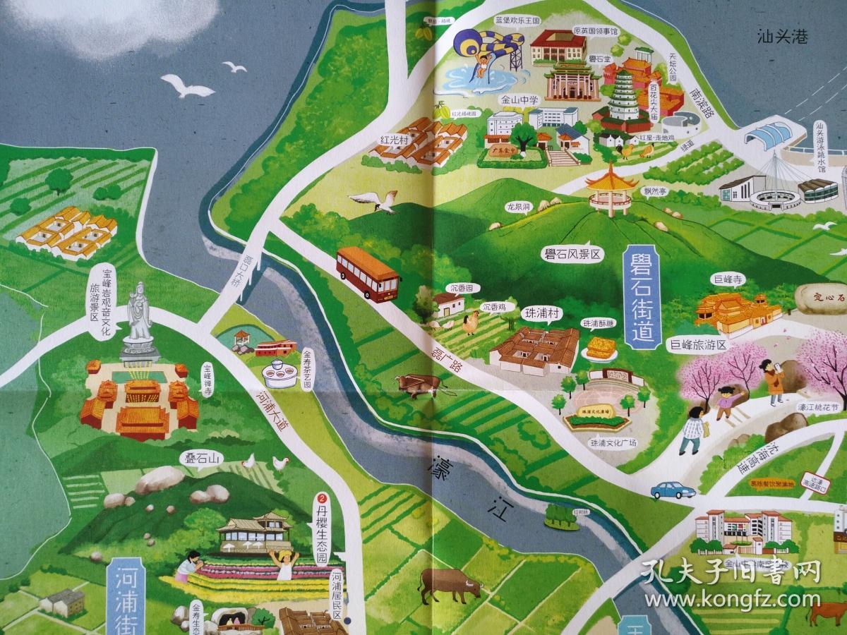 汕头市濠江区美食手绘地图 濠江区地图 濠江地