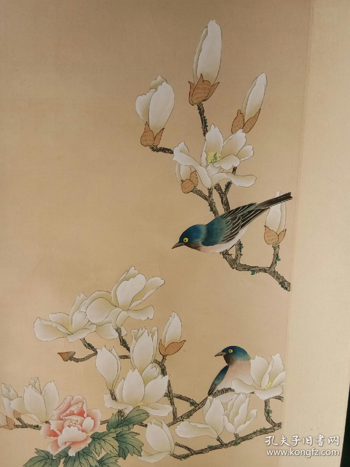 曹寿铭 字 希白 江苏常熟人 虞山五老之一 绢本工笔花鸟画 原装裱