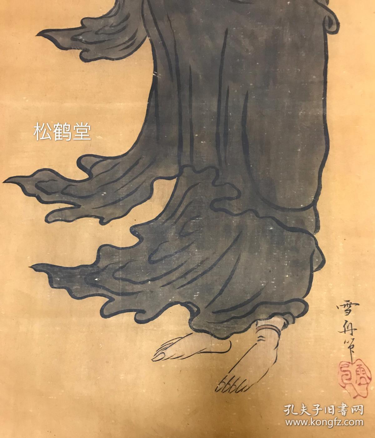 极富神韵,自然陈旧,年代久远之物,难得老画,查得日本室町时1200_1400