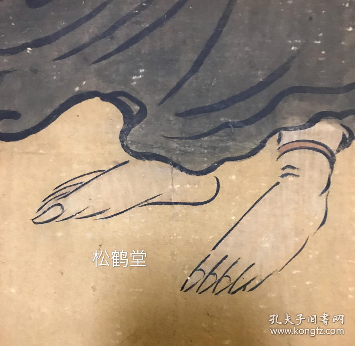 极富神韵,自然陈旧,年代久远之物,难得老画,查得日本室町时1200_1169