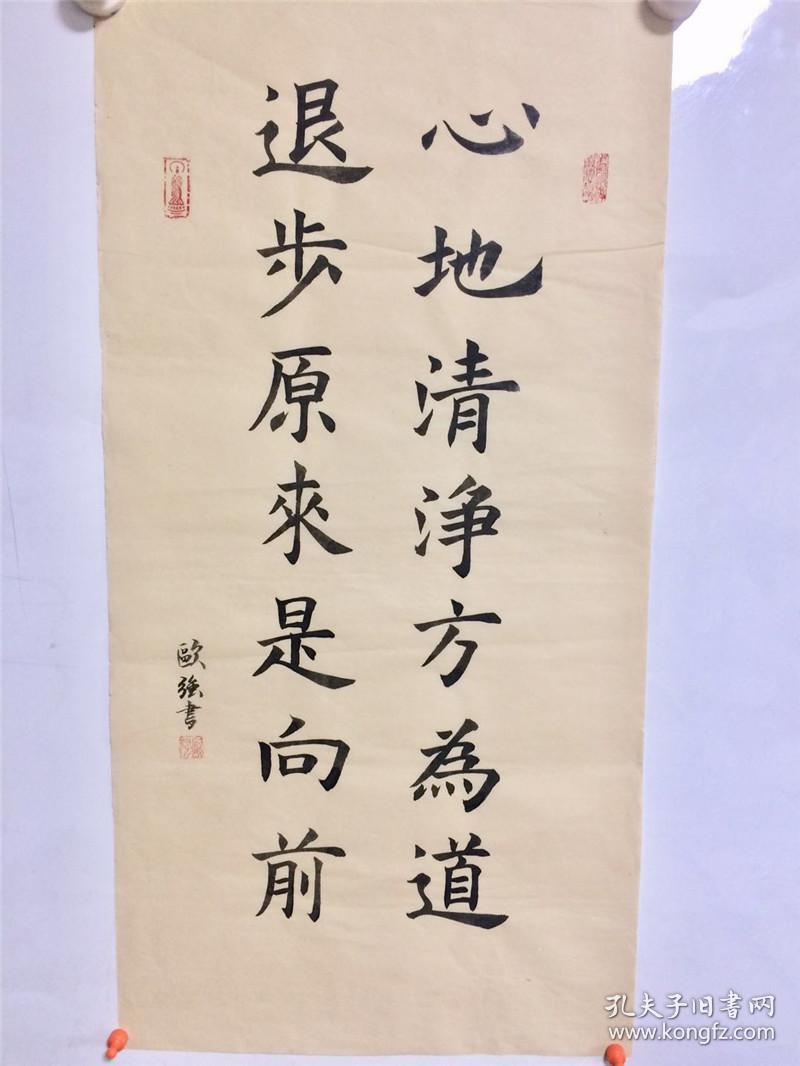 手写书法作品心地清净方为道退步原来是向前2仿古纸张3468cm