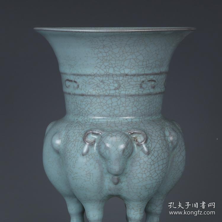 秒杀1280精品瓷器宋汝窑天青釉三羊尊