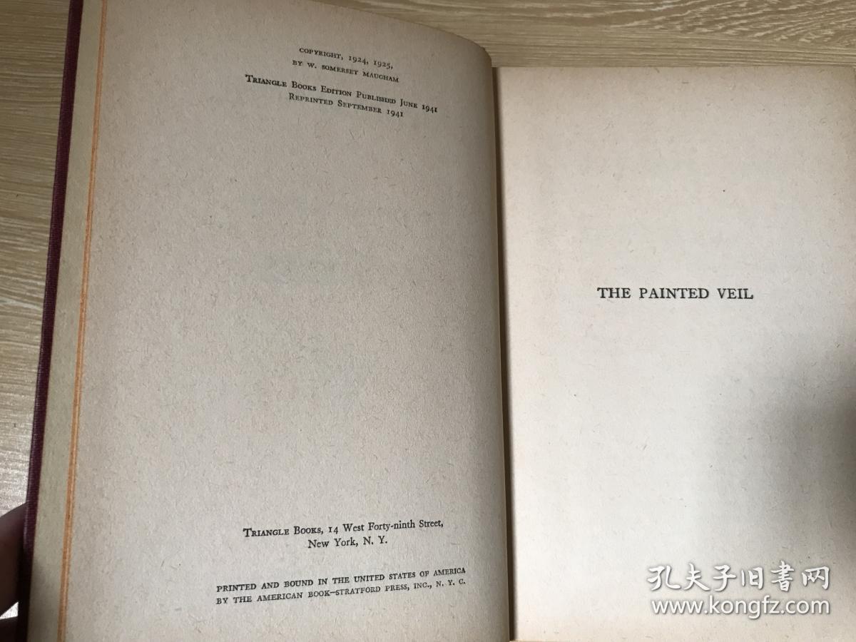 the painted veil 毛姆《面纱》,董桥最爱作家,精装,1941年老版书