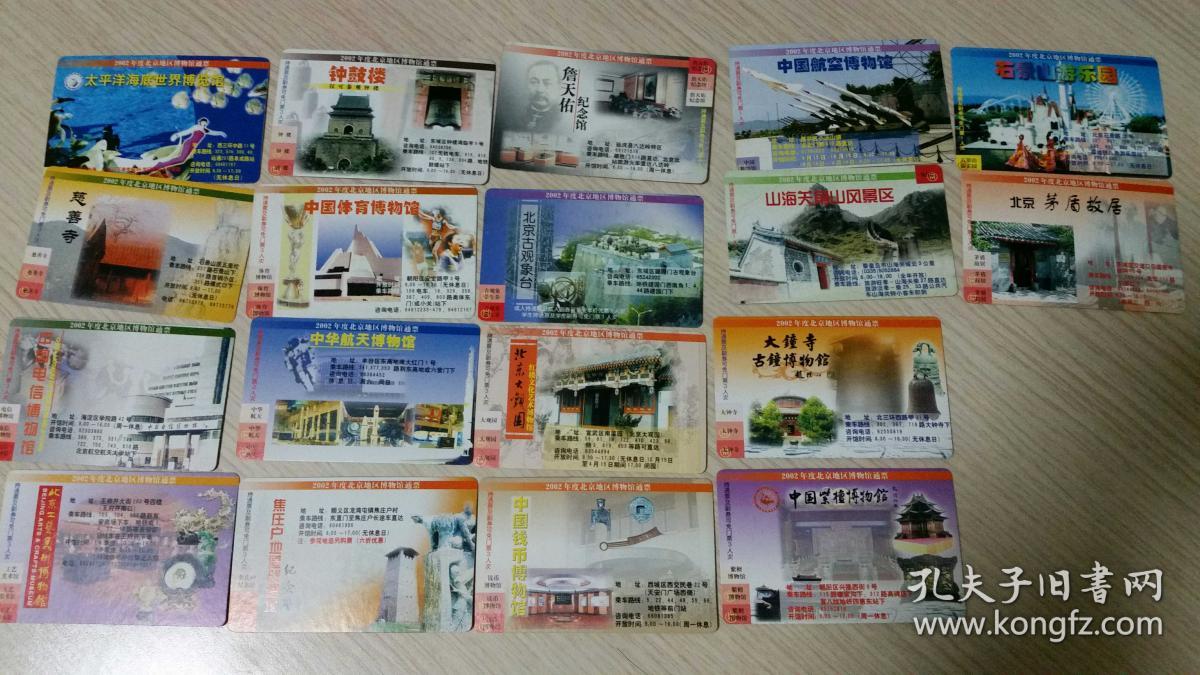 旅游景点旧门票收藏 2002年度北京地区博物馆通用年票