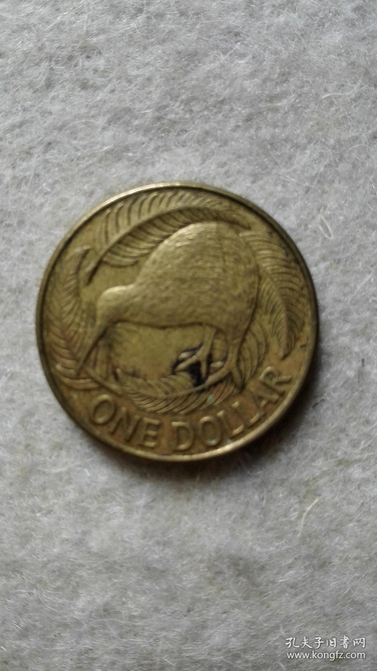 新西兰壹元一元硬币1990伊丽莎白二世女王头像大洋洲钱币newzealand