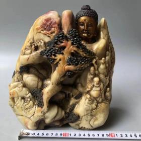 清中期寿山石佛头像摆件l