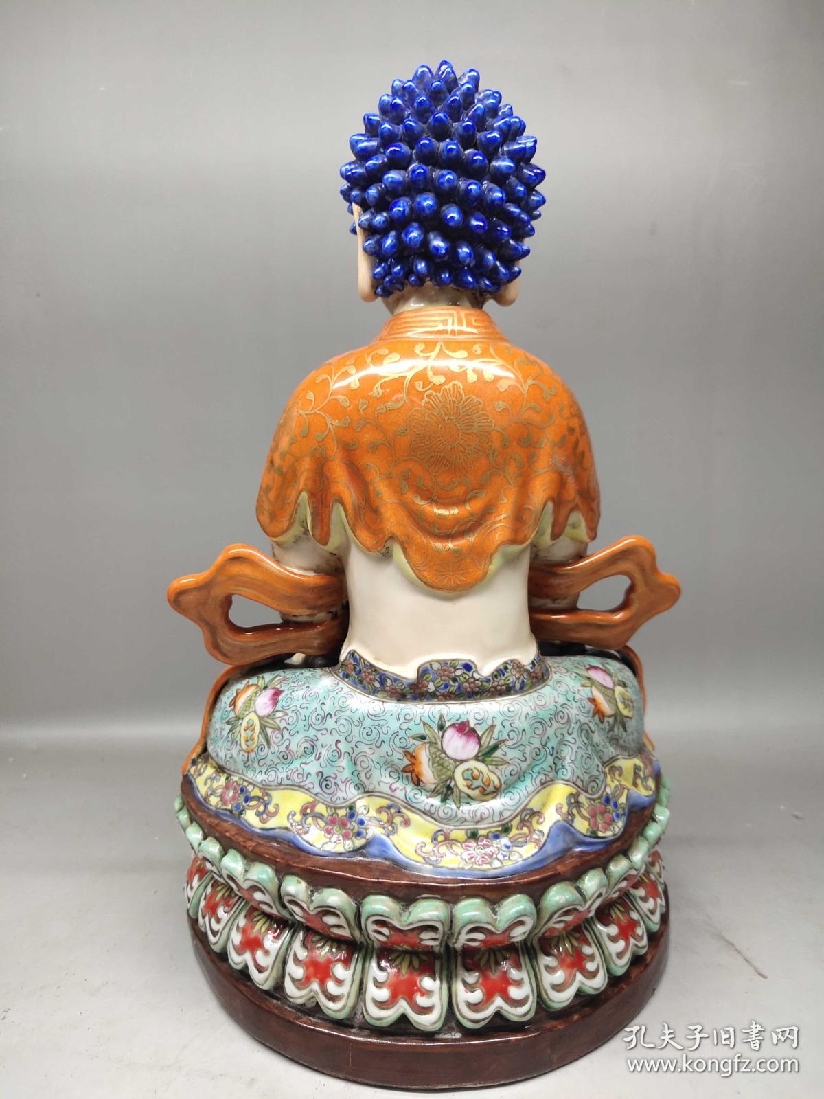 粉彩矾红描金佛