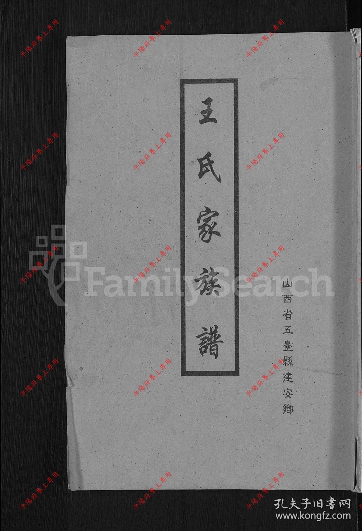 山西五台 王氏家族谱 宗谱 家乘 家谱(复印本)