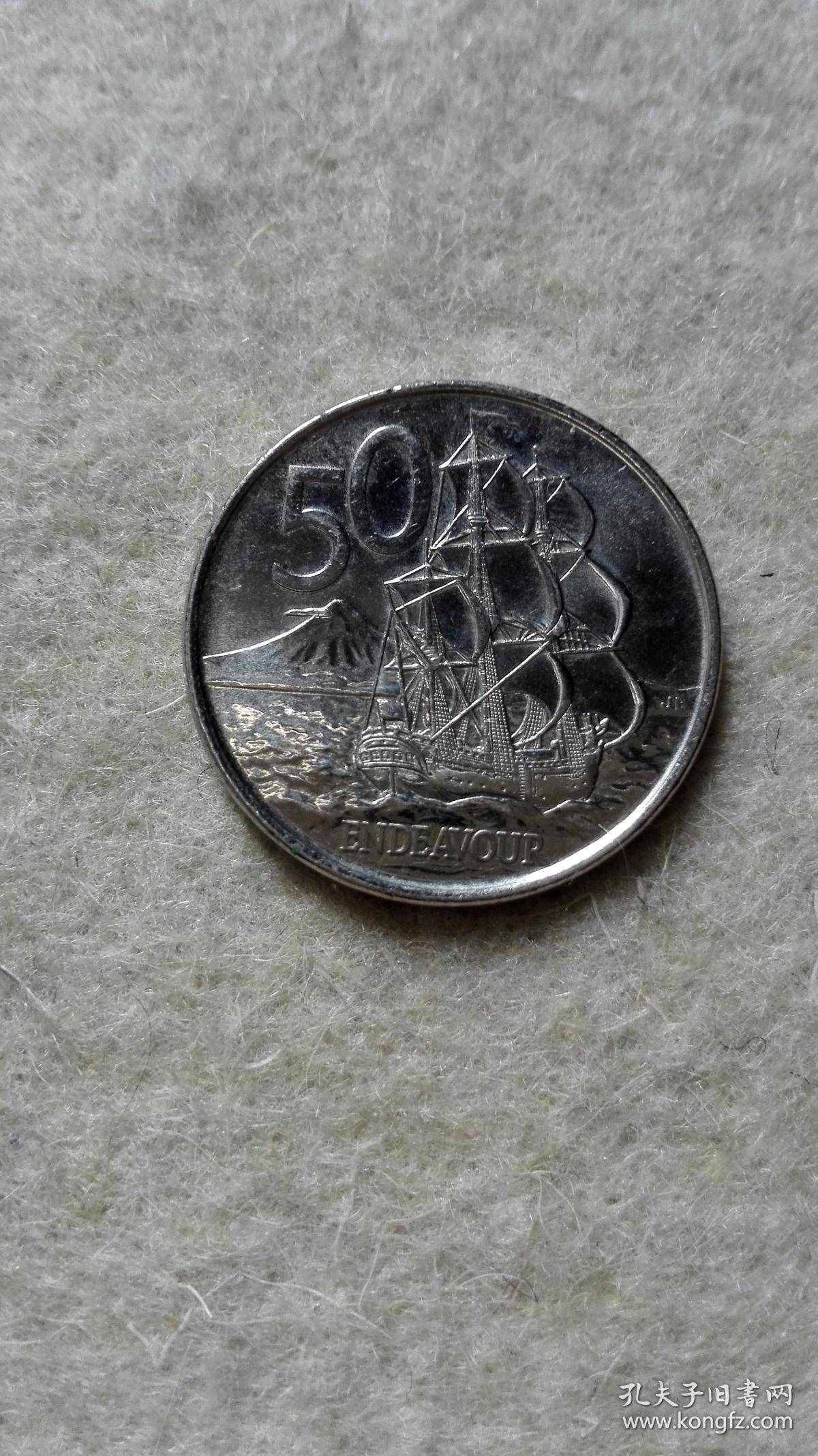 新西兰50分硬币(2009)伊丽莎白女王老年头像硬币 大洋洲钱币 new
