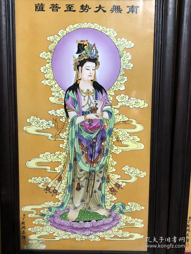 清郎世宁珐琅彩西方三圣瓷板挂屏90x53