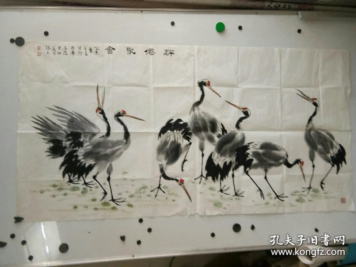 当代著名画家 朱祖义 四尺国画 仙鹤图 136x68