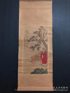 老领导收藏的 明代著名画家【 丁云鹏】的人物老画一幅  纯手绘
