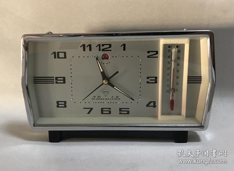 老上海钻石机械闹钟带温度计闹钟正常走时