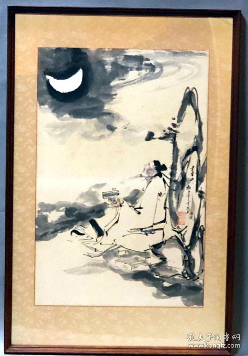 近现代国画大师-杜白洋-《李白邀月图》