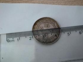 今天挖瓷片出的一枚小银币光绪元宝库平一钱四分四里