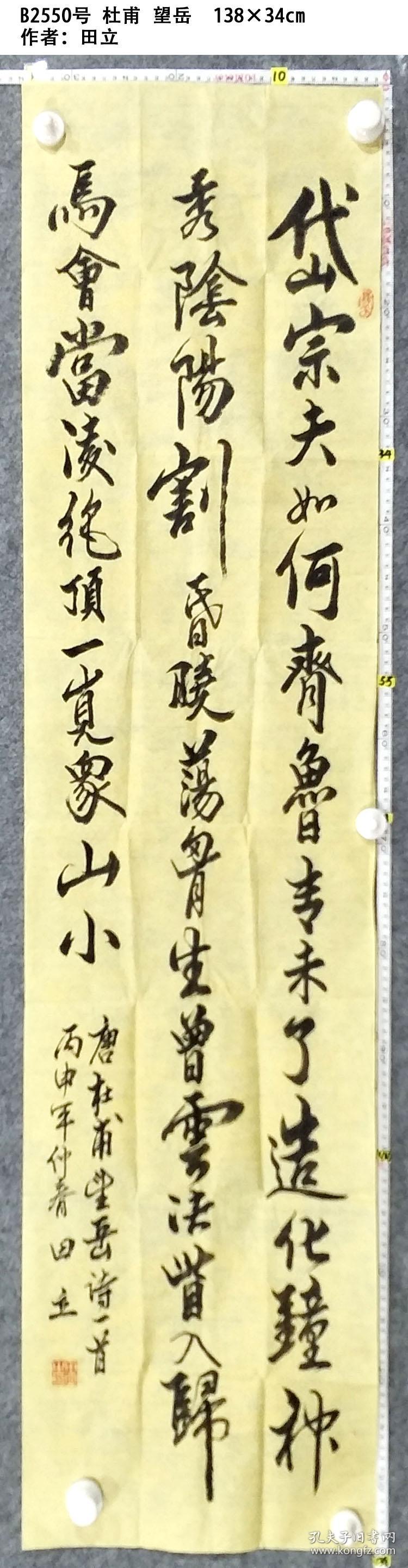 b2550号书法 杜甫 望岳 138×34cm 作者:田立 知名书法家