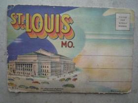 民国老画片：St. Louis 美国 圣路易斯风景建筑 （9张连体明信片格式）