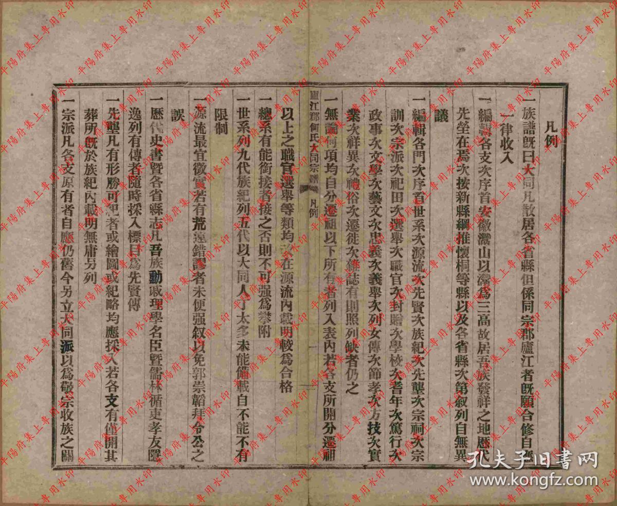 【复印件】全国 庐江郡何氏大同宗谱 族谱 家谱 家乘