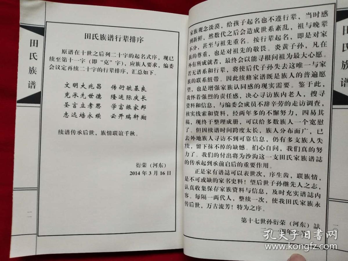 肥城《田氏族谱》