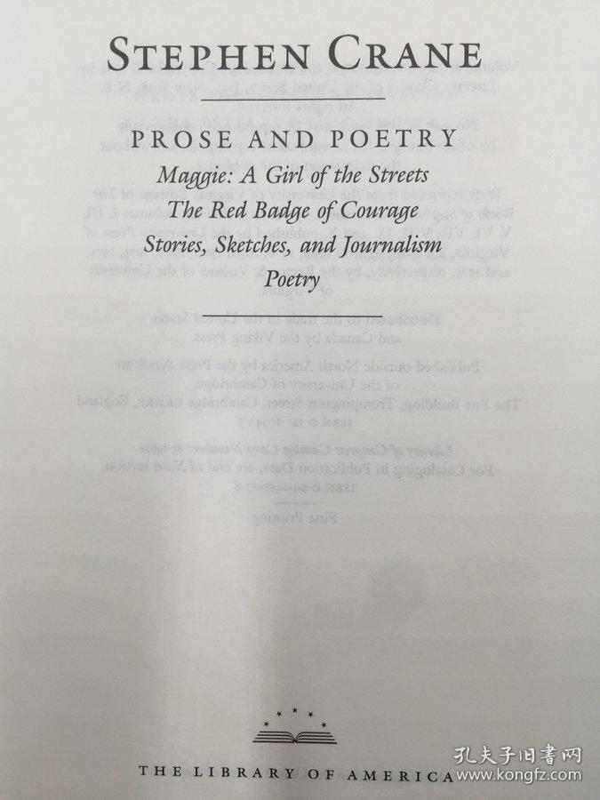 stephen crane,jack kerouac 1984年 stephen crane : prose and poetry : maggie