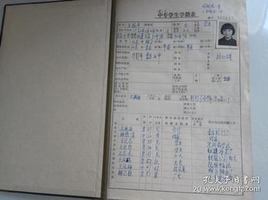 中专学生学籍表24张(带照片)