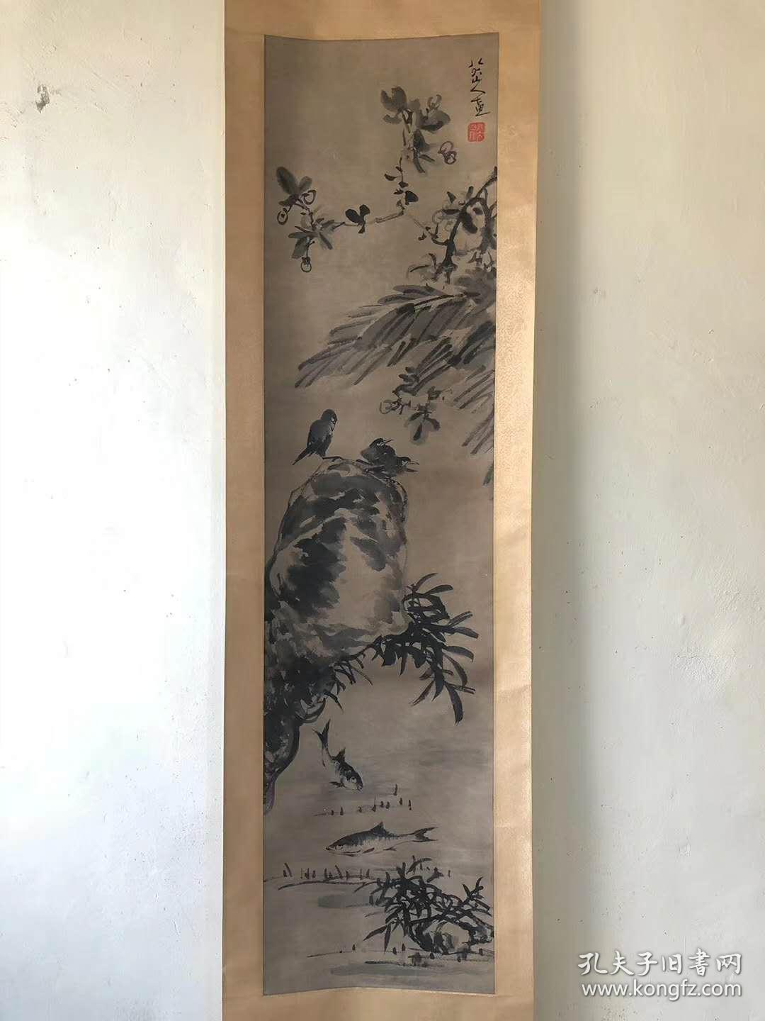 八大山人 六尺立轴 水墨花鸟尺寸:253×61厘米画芯:178×43厘米编号