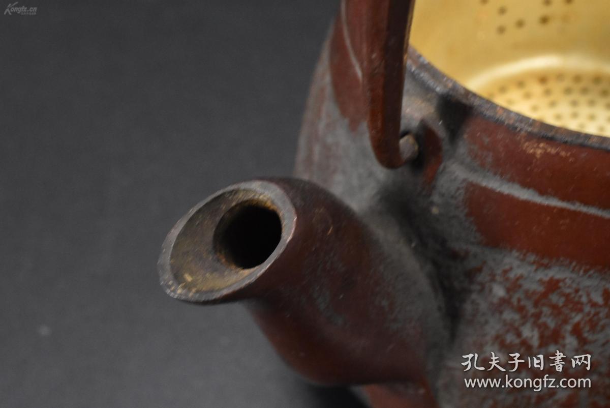 日本回流南部铁器古董老铁壶收藏佳品著名南部盛岗岩铸柳树青蛙铁壶