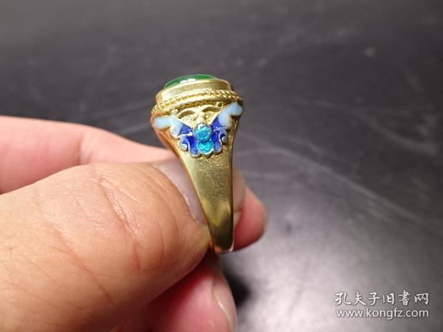 清代翡翠烤蓝戒指
