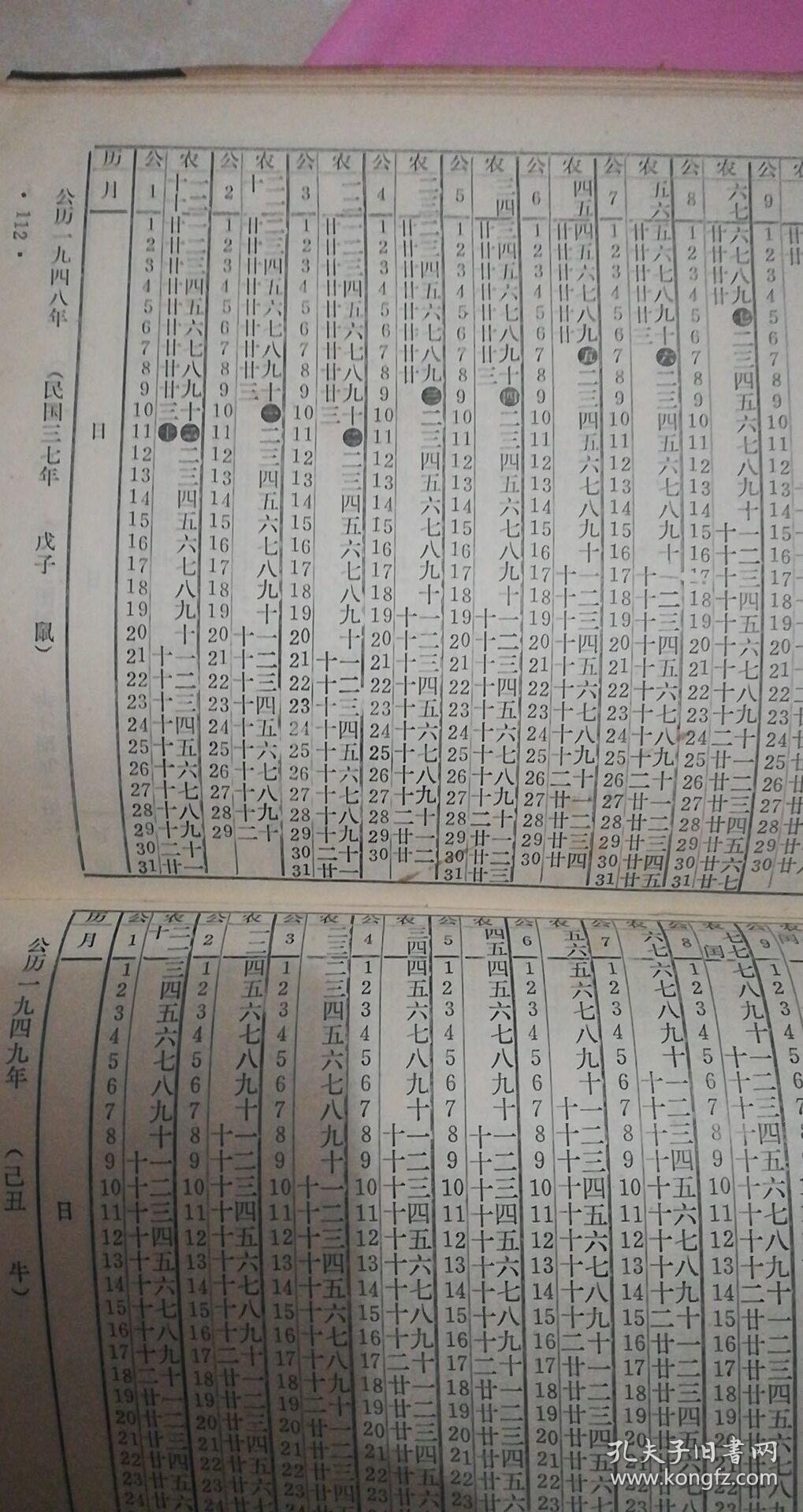 公农历年龄对照表 精装 1977年【河北省革委会】75品【书内有咸丰11年
