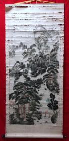 书画原作1310，田友芝【李汶教授（著名建筑学家）夫人】，山水画【访友】，立轴