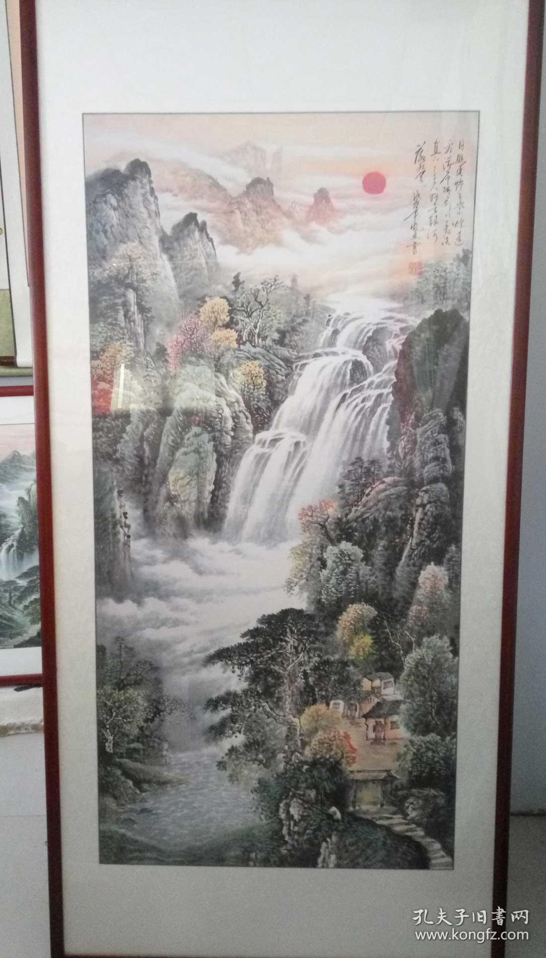 望庐山瀑布山水画