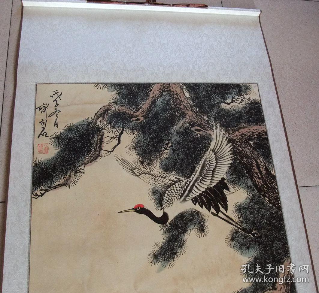 齐白石松鹤图已装裱画工精湛包手绘工艺品