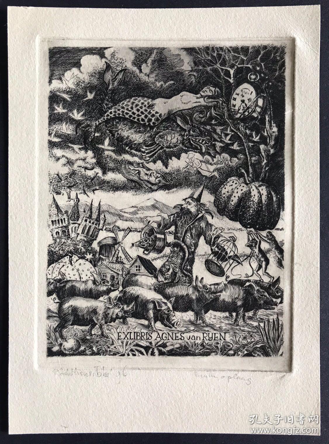 荷兰蚀刻版画藏书票原作 童话时间