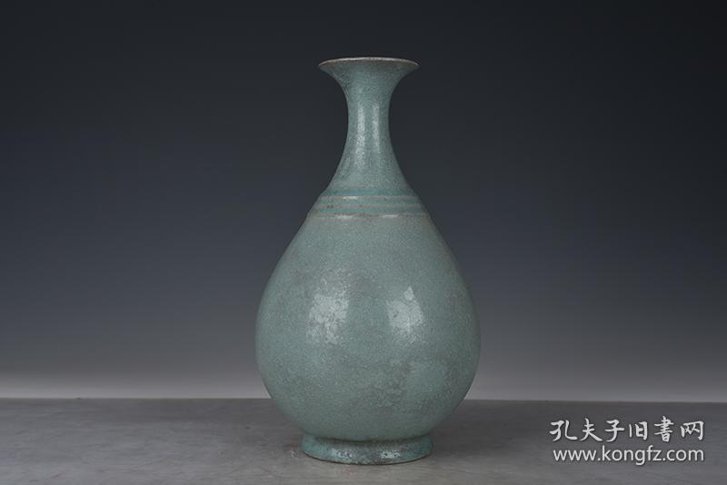 北宋汝窑天青釉冰裂纹炫纹玉壶春瓶